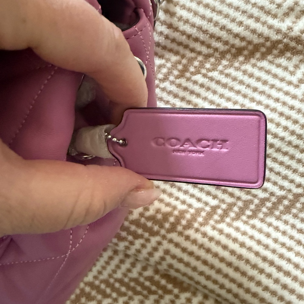 Coach Quilted Pink Leather Backpack with Silver 'C' Hardware - Picture 4 of 4